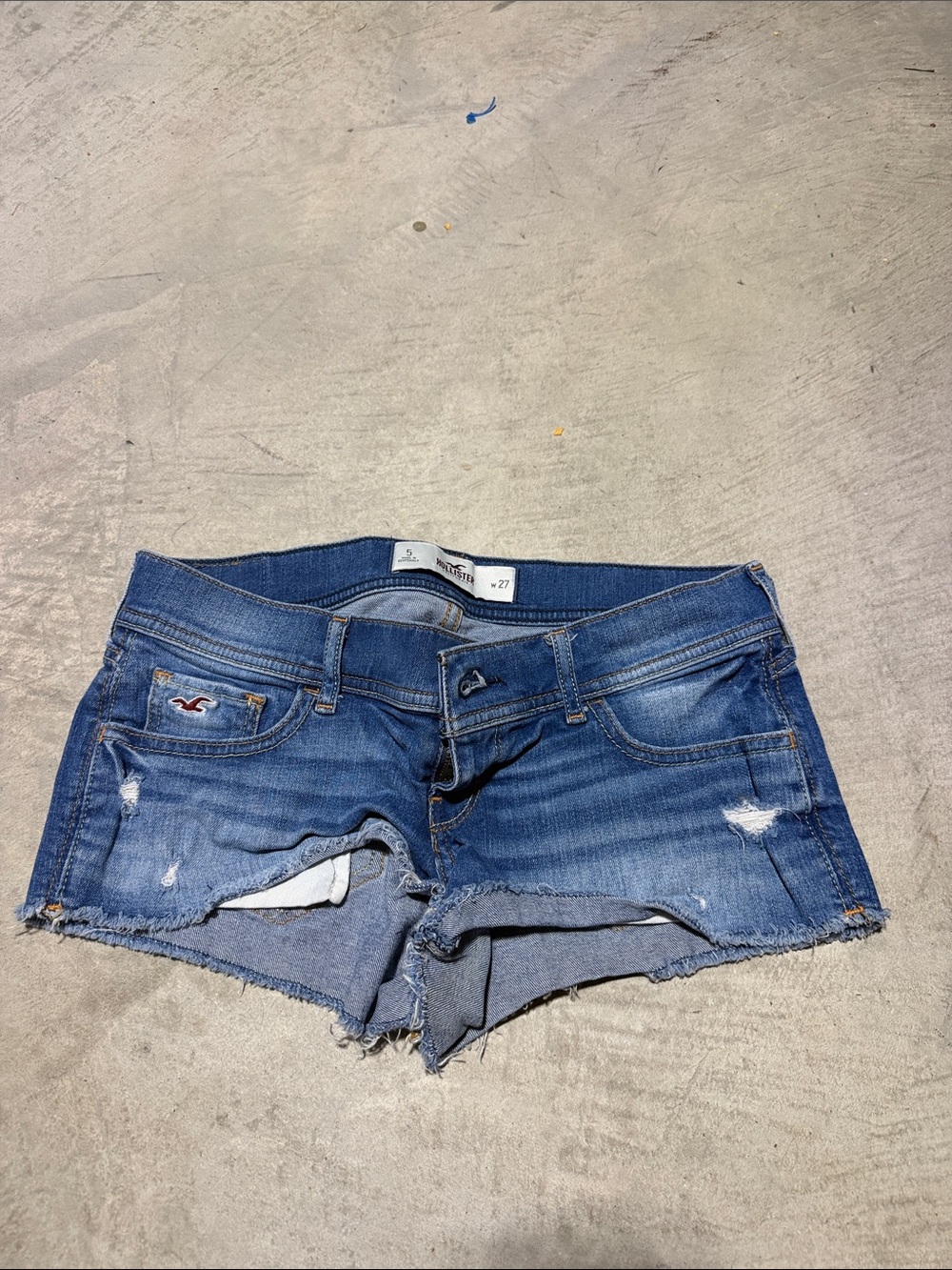 Hollister Low Rise Women's Blue Distressed Denim Shorts
